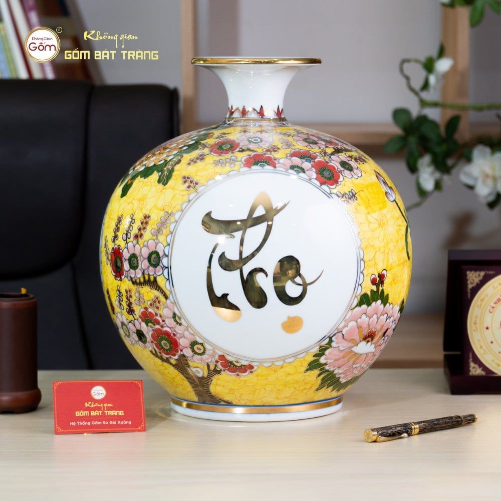 Quả Hút Lộc Tam Phúc Mãn Đường Tứ Hoa Phú Quý Ngàn Hoa Kim Bảo Vẽ Vàng