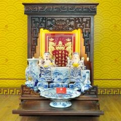 [Set Cao Cấp] Bộ Đồ Thờ Thần Tài Thổ Địa Men Lam (11 món)