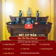 [Set Cơ Bản] Bộ Đồ Thờ Phật Men Lục (10 món)