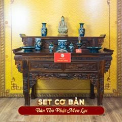 [Set Cơ Bản] Bộ Đồ Thờ Phật Men Lục (10 món)