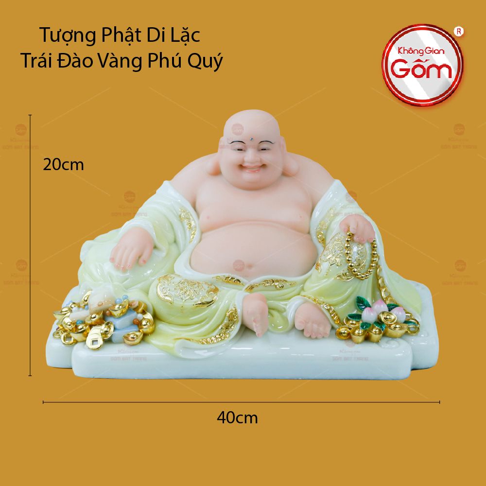 Tượng Phật Di Lặc Trái Đào Vàng Phú Quý
