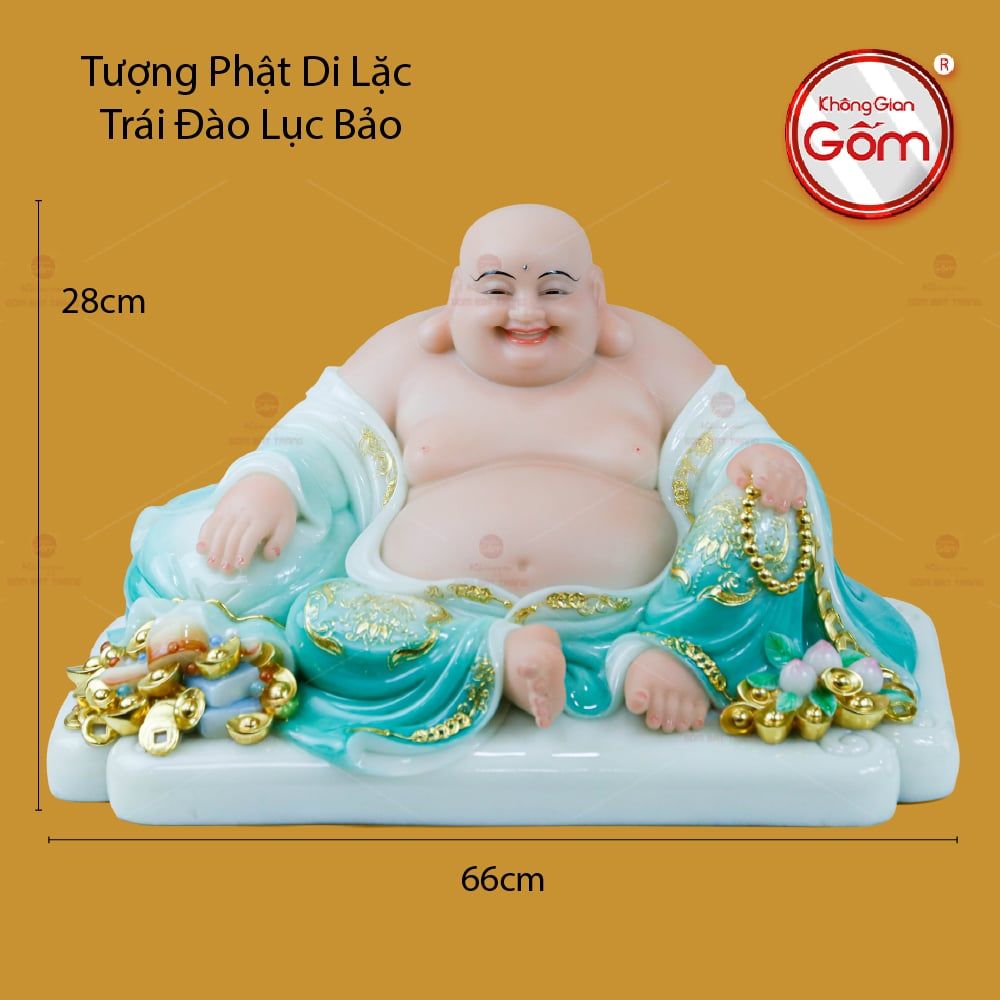 Tượng Phật Di Lặc Trái Đào Lục Bảo
