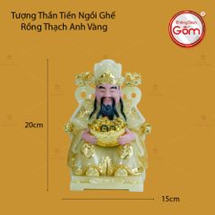 Tượng Thần Tiền Ngồi Ghế Rồng Thạch Anh Vàng