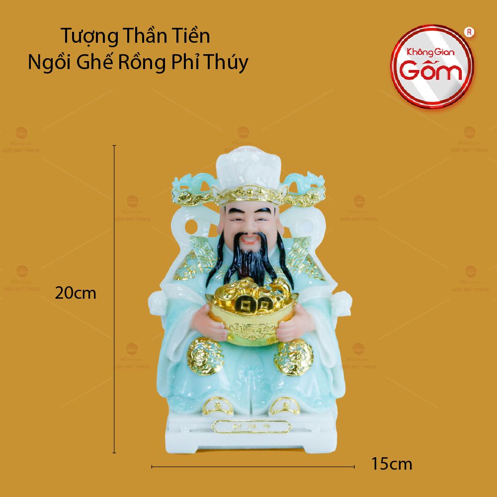 Tượng Thần Tiền Ngồi Ghế Rồng Phỉ Thúy