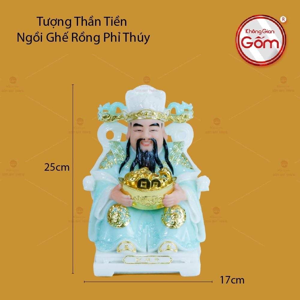 Tượng Thần Tiền Ngồi Ghế Rồng Phỉ Thúy