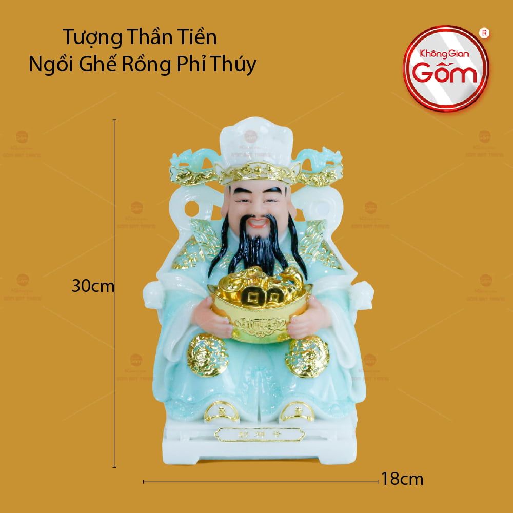Tượng Thần Tiền Ngồi Ghế Rồng Phỉ Thúy