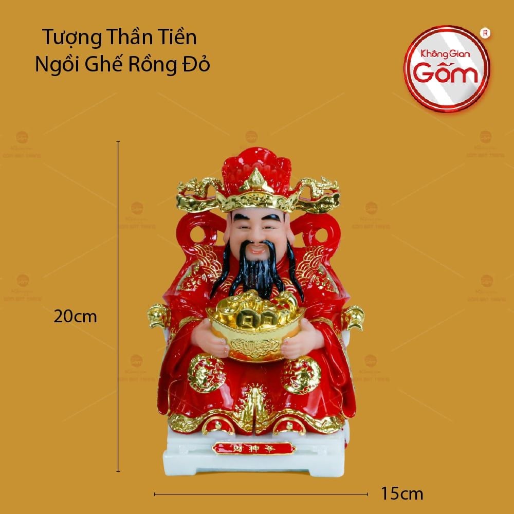 Tượng Thần Tiền Ngồi Ghế Rồng Đỏ