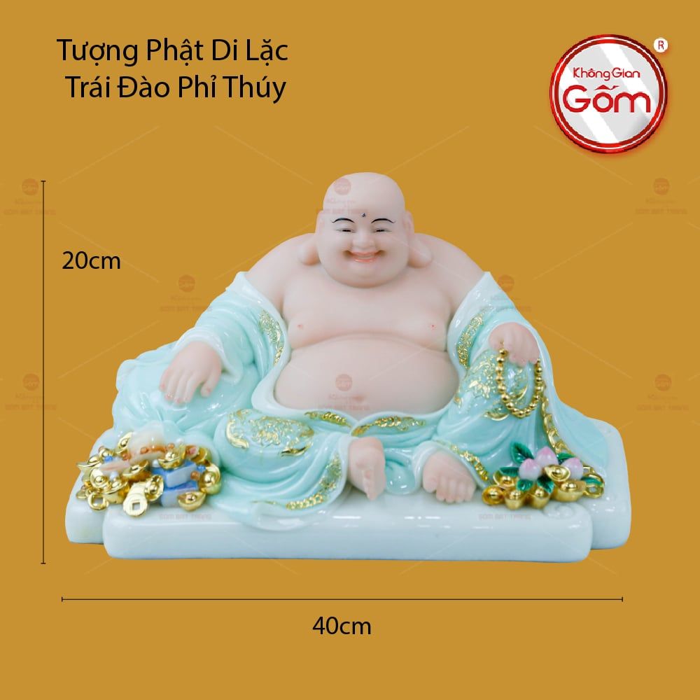 Tượng Phật Di Lặc Trái Đào Phỉ Thúy