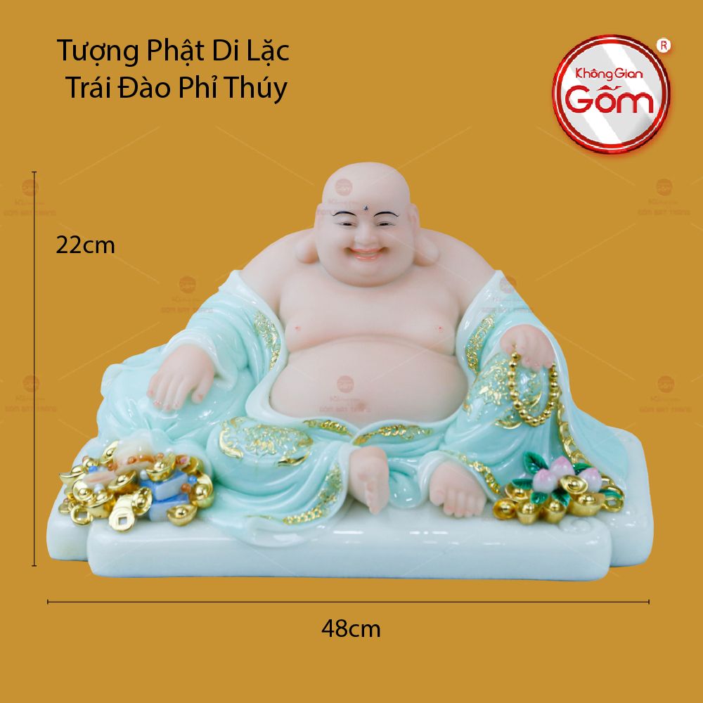 Tượng Phật Di Lặc Trái Đào Phỉ Thúy