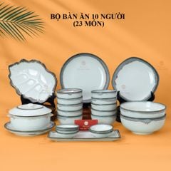 Bộ Bát Đĩa Bát Tràng Men Ngọc Trai