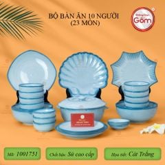 Bộ Bàn Ăn 10 Người (23 món) Men Biển Xanh Cát Trắng