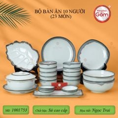 Bộ Bát Đĩa Bát Tràng Men Ngọc Trai