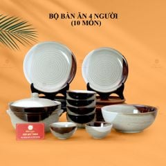 Bộ Bàn Ăn 4 Người (10 món) Men Hỏa Biến Ba Màu