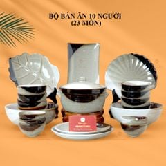 Bộ Bàn Ăn 10 Người (23 món) Men Hỏa Biến Ba Màu