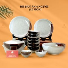 Bộ Bàn Ăn 6 Người (12 món) Men Hỏa Biến Ba Màu