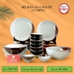 Bộ Bàn Ăn 6 Người (12 món) Men Hỏa Biến Ba Màu