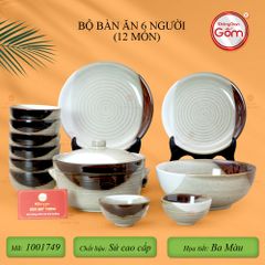 Bộ Bàn Ăn 6 Người (12 món) Men Hỏa Biến Ba Màu