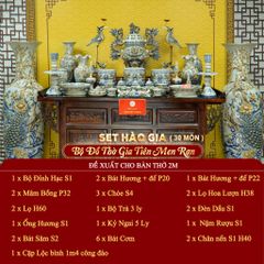 [Set Hào Gia] Bộ Đồ Thờ Gia Tiên Men Rạn (30 món)