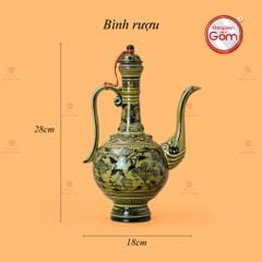 Bộ Bình Rượu Vẽ Tay Hoa Sen Dây