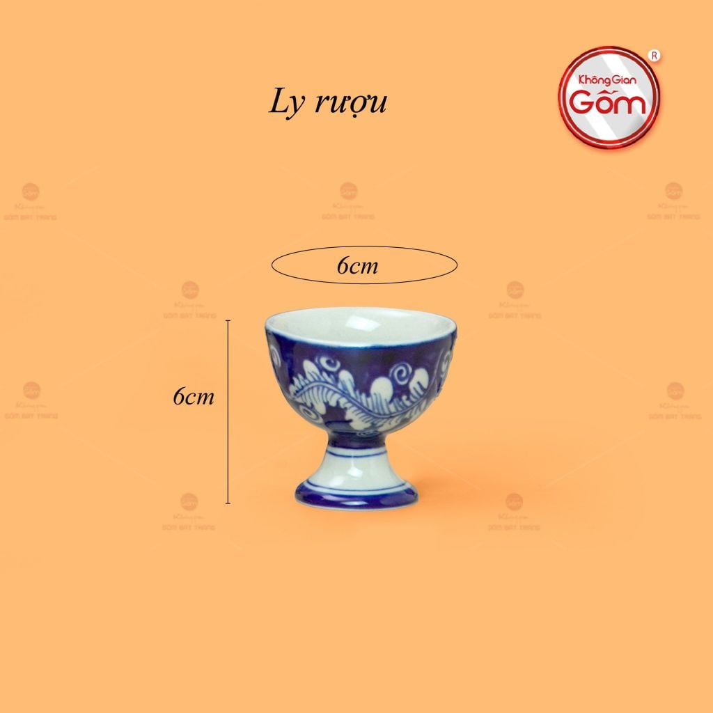 Bộ Bình Rượu Men Lam Vẽ Tay Hoa Lá Dây