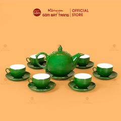 Bộ Trà Men Lục Ngọn Lửa Kẻ Vàng