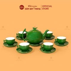 Bộ Trà Men Lục Bưởi Cành Kẻ Vàng