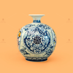 Quả Hút Lộc Song Thọ Mẫu Đơn Phú Quý Tứ Thời Lam Huế Gấm Ngọc