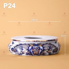 Đỉnh Hương Thờ Men Lam Vẽ Vàng Kim
