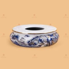 Đế Đỉnh Hương Men Lam Vẽ Vàng Họa Tiết Thanh Long