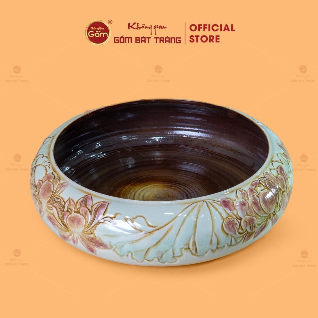 Ang Thả Hoa Tắm Phật Khắc Hoa Sen