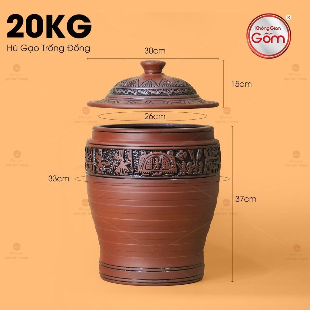 Hũ Gạo Trống Đồng Nâu