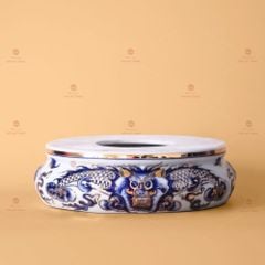 Đỉnh Hương Thờ Men Lam Vẽ Vàng Kim