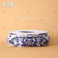 Đỉnh Hương Thờ Men Lam Vẽ Vàng Kim