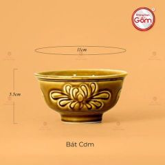 Bộ Bát Cơm Men Nâu Vân Hoa Cúc