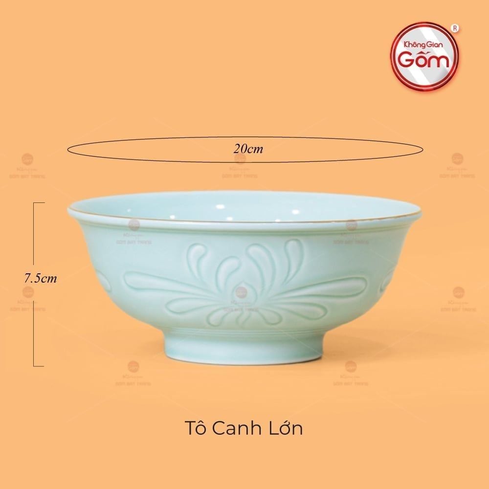 Bộ Bàn Ăn 4 Người (9 Món) Men Ngọc Vân Hoa Cúc Kẻ Vàng