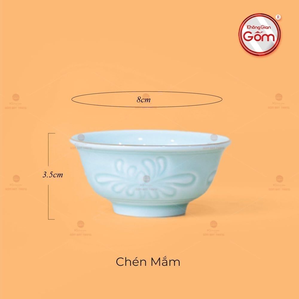 Bộ Bàn Ăn 4 Người (9 Món) Men Ngọc Vân Hoa Cúc Kẻ Vàng