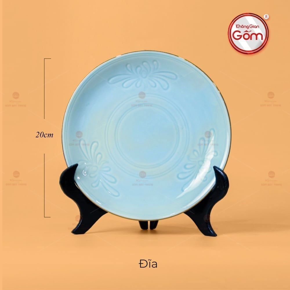 Bộ Bàn Ăn 10 Người (21 Món) Men Ngọc Vân Hoa Cúc Kẻ Vàng