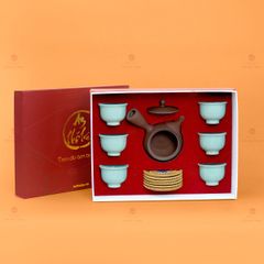 Bộ Ấm Chén An Thổ Túc Quai Ngang (Chén Men Tro)