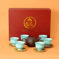 Bộ Ấm Chén An Thổ Túc Trăng To Dáng Mới (Chén Men Tro)