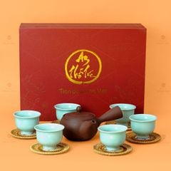 Bộ Ấm Chén An Thổ Túc Quai Ngang (Chén Men Tro)