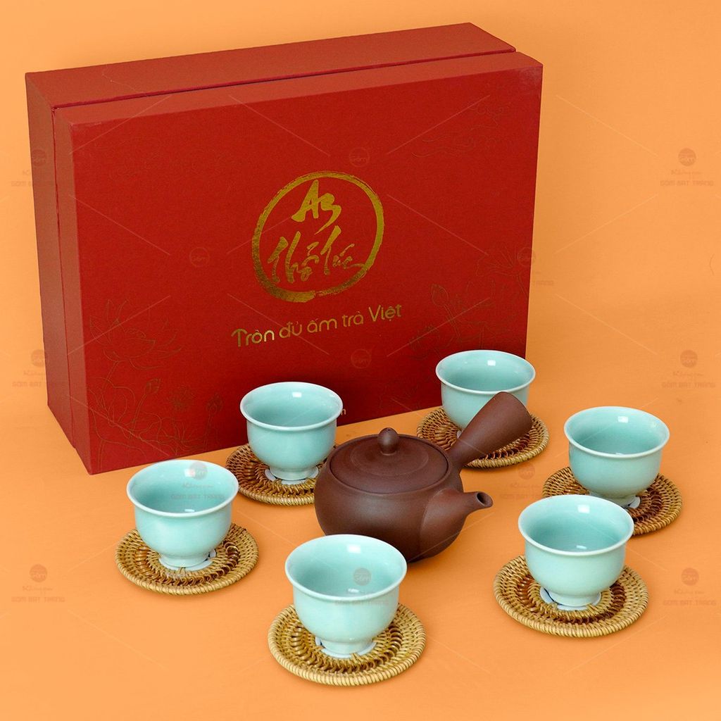 Bộ Ấm Chén An Thổ Túc Quai Ngang (Chén Men Tro)