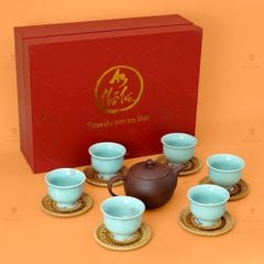 Bộ Ấm Chén An Thổ Túc Trăng To Dáng Mới (Chén Men Tro)