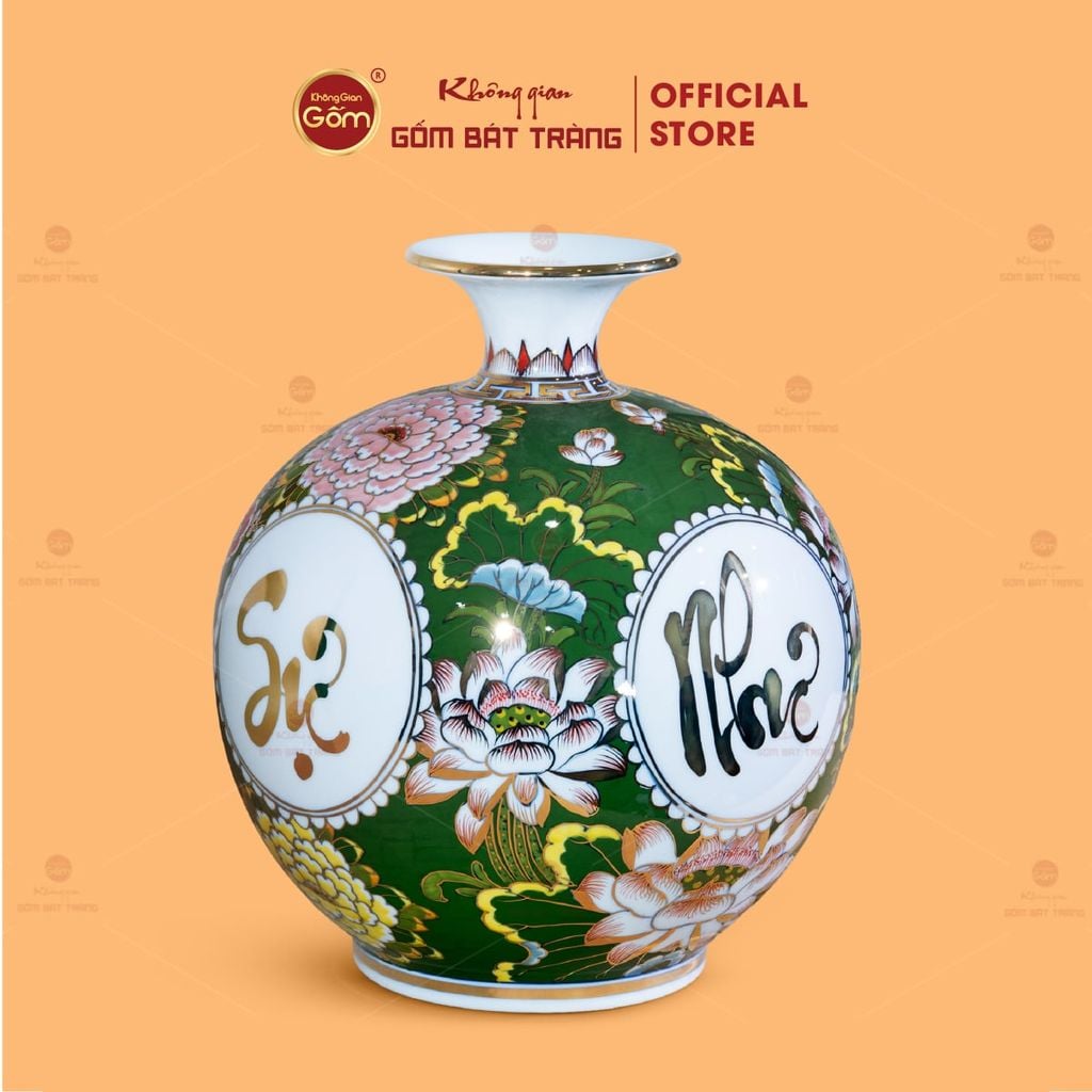 Quả Hút Lộc Vạn Sự Như Ý Tứ Hoa Phú Quý Lục Bảo Vẽ Vàng