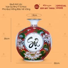 Quả Hút Lộc Vạn Sự Như Ý Tứ Hoa Phú Quý Hồng Bảo Vẽ Vàng
