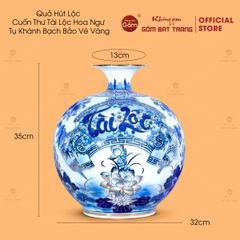 Quả Hút Lộc Cuốn Thư Tài Lộc Hoa Ngư Tụ Khánh Bạch Bảo Vẽ Vàng