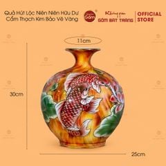 Quả Hút Lộc Niên Niên Hữu Dư Cẩm Thạch Kim Bảo Vẽ Vàng