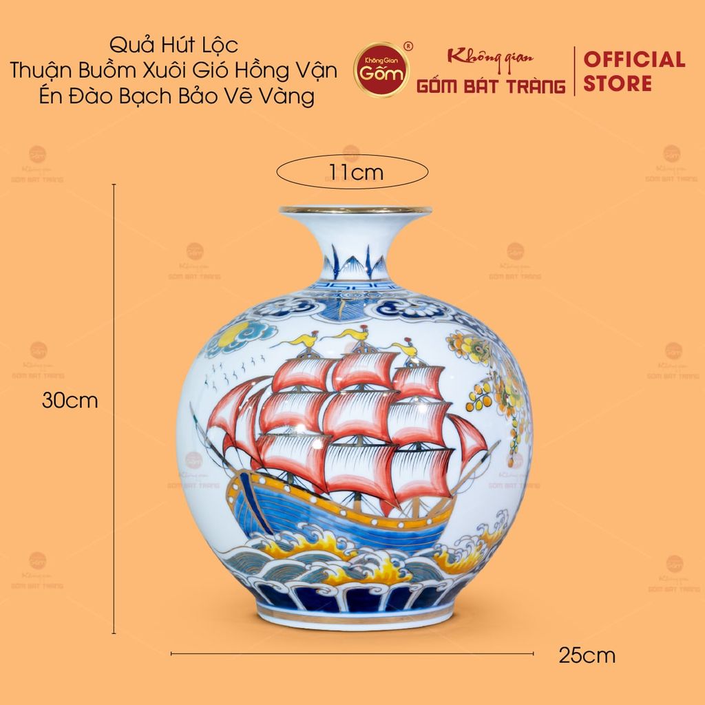 Quả Hút Lộc Thuận Buồm Xuôi Gió Hồng Vận Én Đào Bạch Bảo Vẽ Vàng