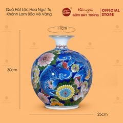 Quả Hút Lộc Hoa Ngư Tụ Khánh Lam Bảo Vẽ Vàng