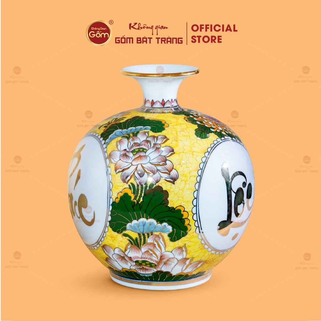 Quả Hút Lộc Tam Phúc Mãn Đường Tứ Hoa Phú Quý Ngàn Hoa Kim Bảo Vẽ Vàng