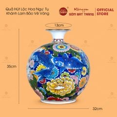 Quả Hút Lộc Hoa Ngư Tụ Khánh Lam Bảo Vẽ Vàng